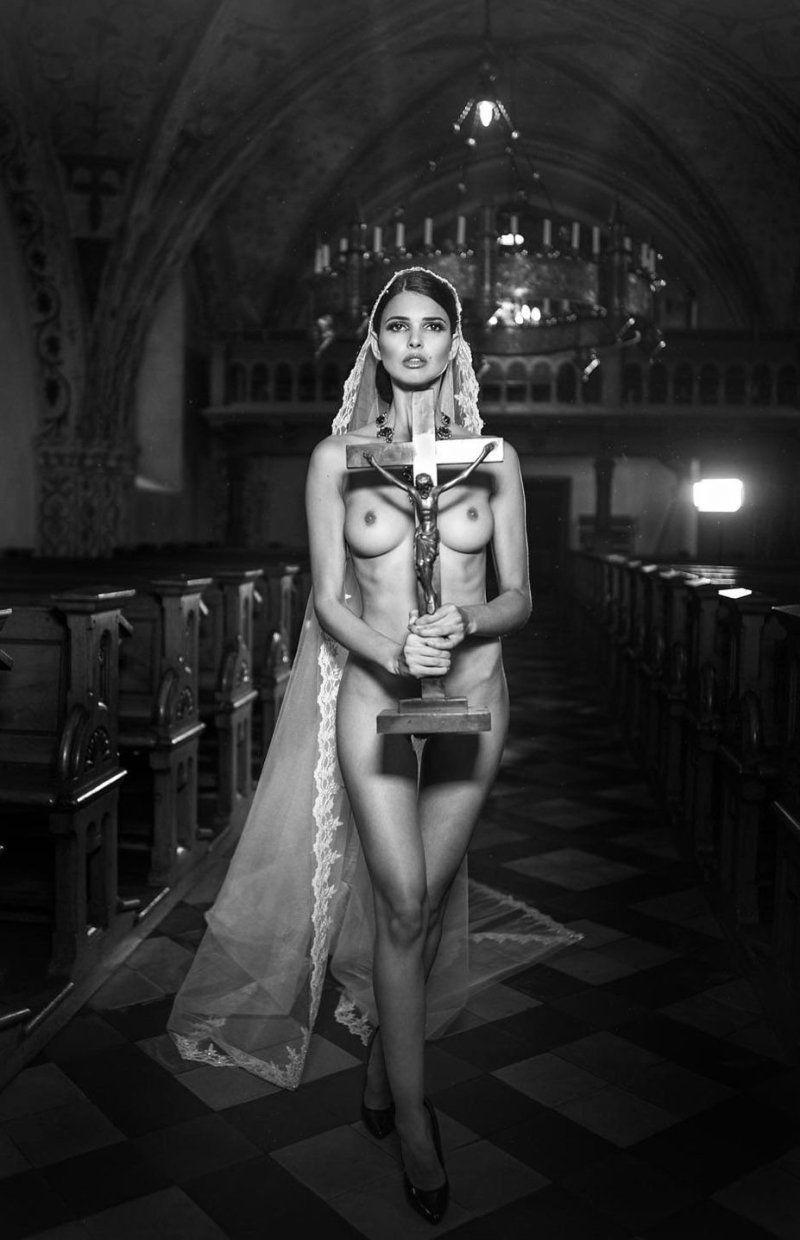 Erotic photo shoot in churches