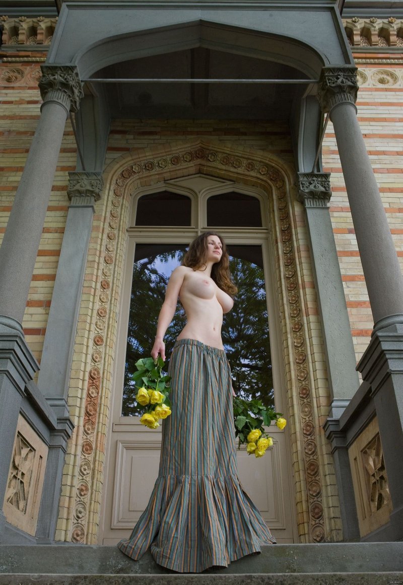 Girl in a long skirt nude